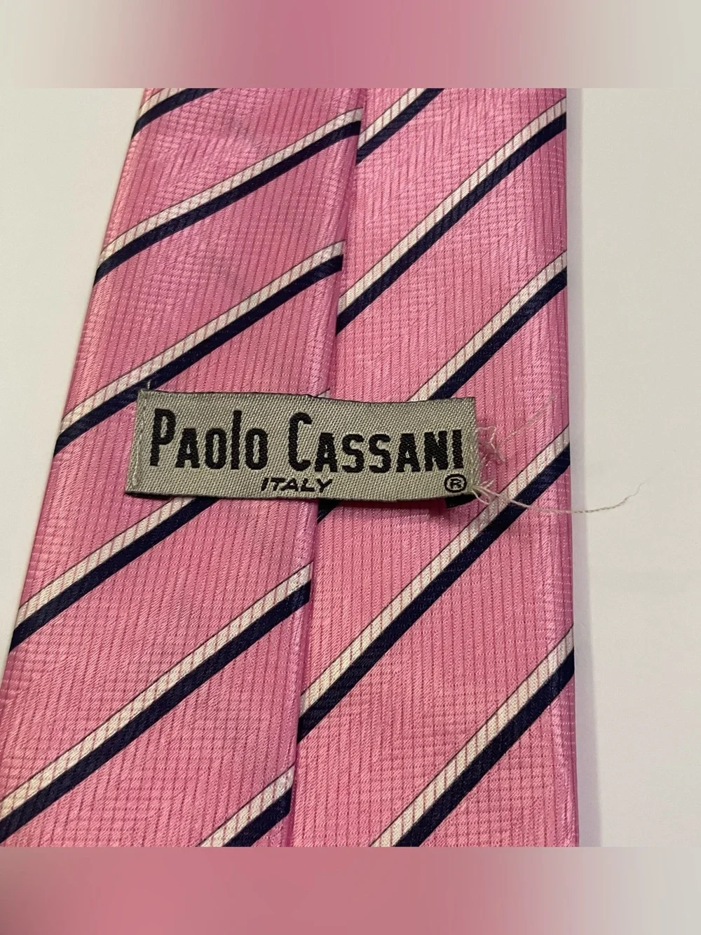 Paola Cassani Pink Striped Skinny Tie